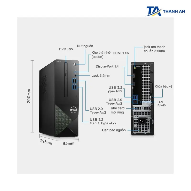 Máy tính để bàn đồng bộ Dell Pro Slim Essential QVS1260 Chính Hãng (Intel Core i5-13400 / 16GB RAM / 512GB SSD / Windows 11 Pro) - Ảnh 2