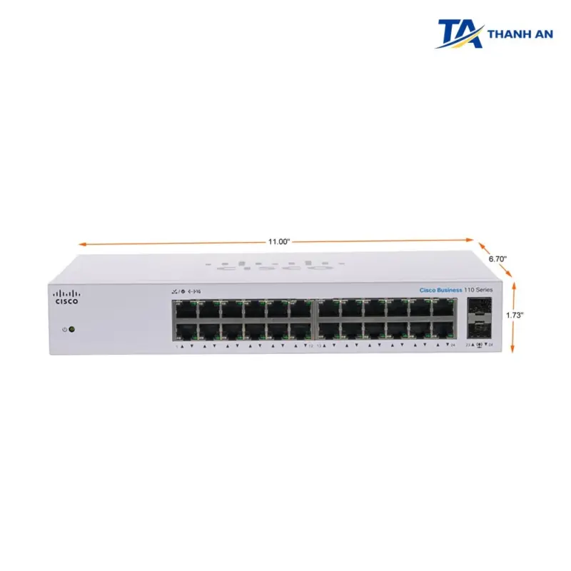 Switch chia mạng Cisco Business CBS110-24T-EU Chính Hãng (24 Cổng Gigabit, Vỏ Sắt, Không Quản Lý) - Ảnh 2