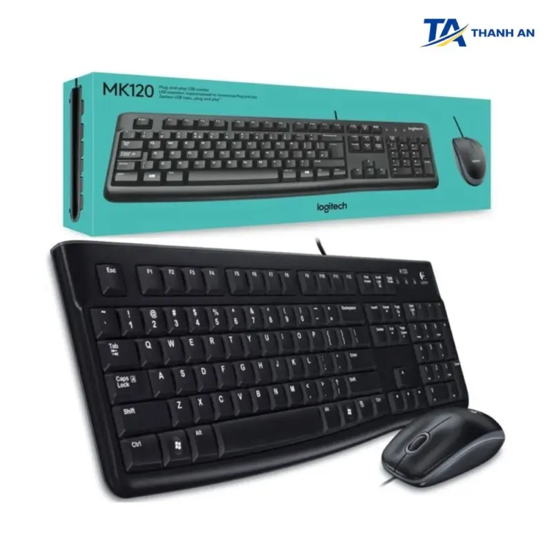 Bộ bàn phím và chuột có dây Logitech MK120 chính hãng (Chống tràn nước, Siêu bền) - Ảnh 1